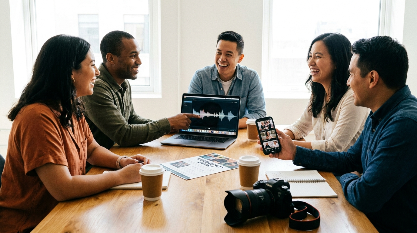 Local marketing teams using AI audio for events and social posts
