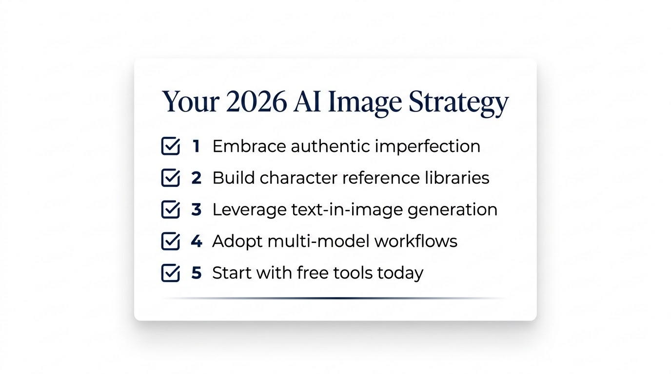 Five-point AI image strategy checklist for creators in 2026